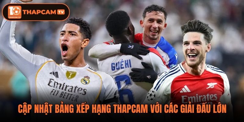 Cập nhật bảng xếp hạng Thapcam với các giải đấu lớn